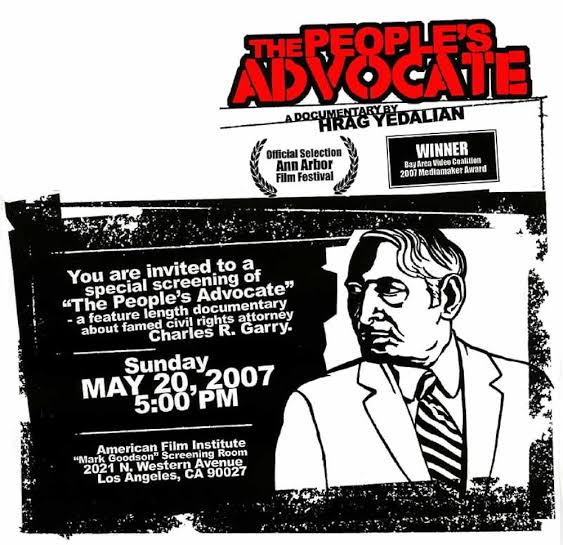 Promotional artwork for The People’s Advocate: The Life & Times of Charles R. Garry.